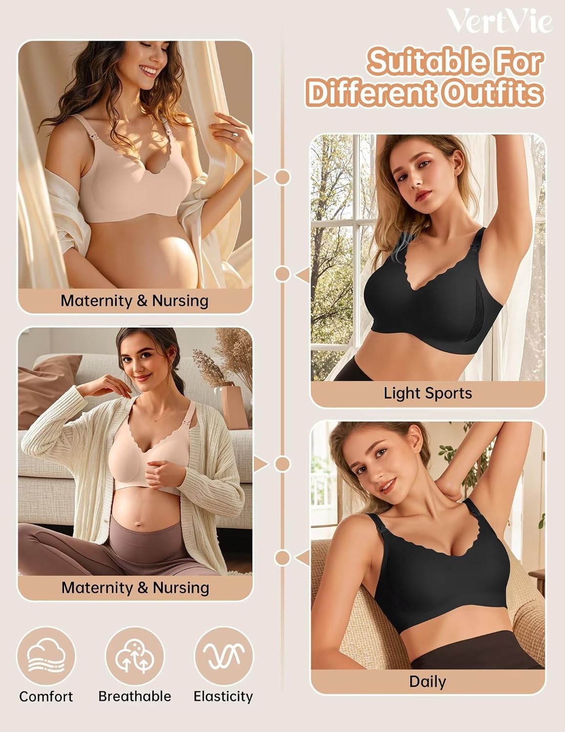 Vertvie Seamless Nursing Bra for Breastfeeding — image 5