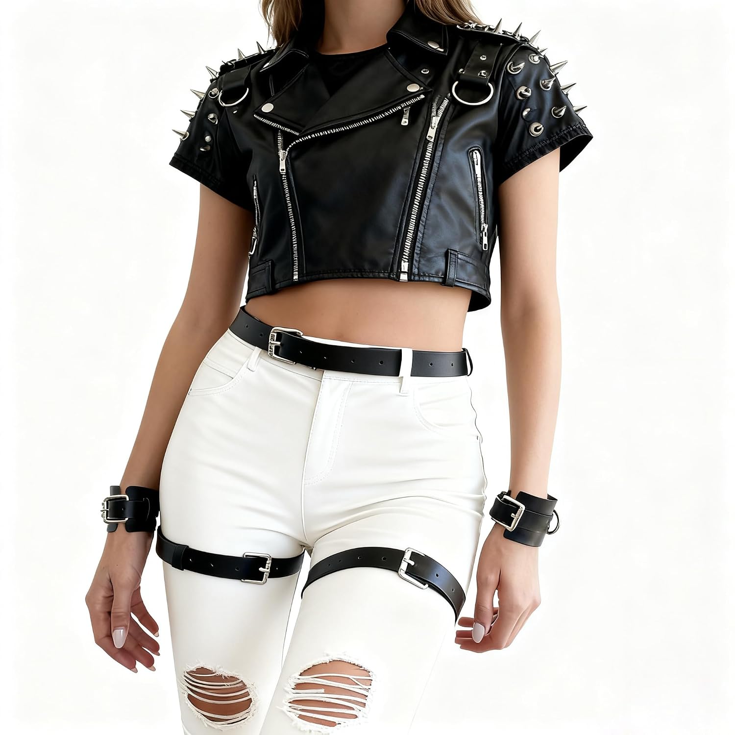 BAQOEYII Punk Leather Thigh Harness Belt — image 5