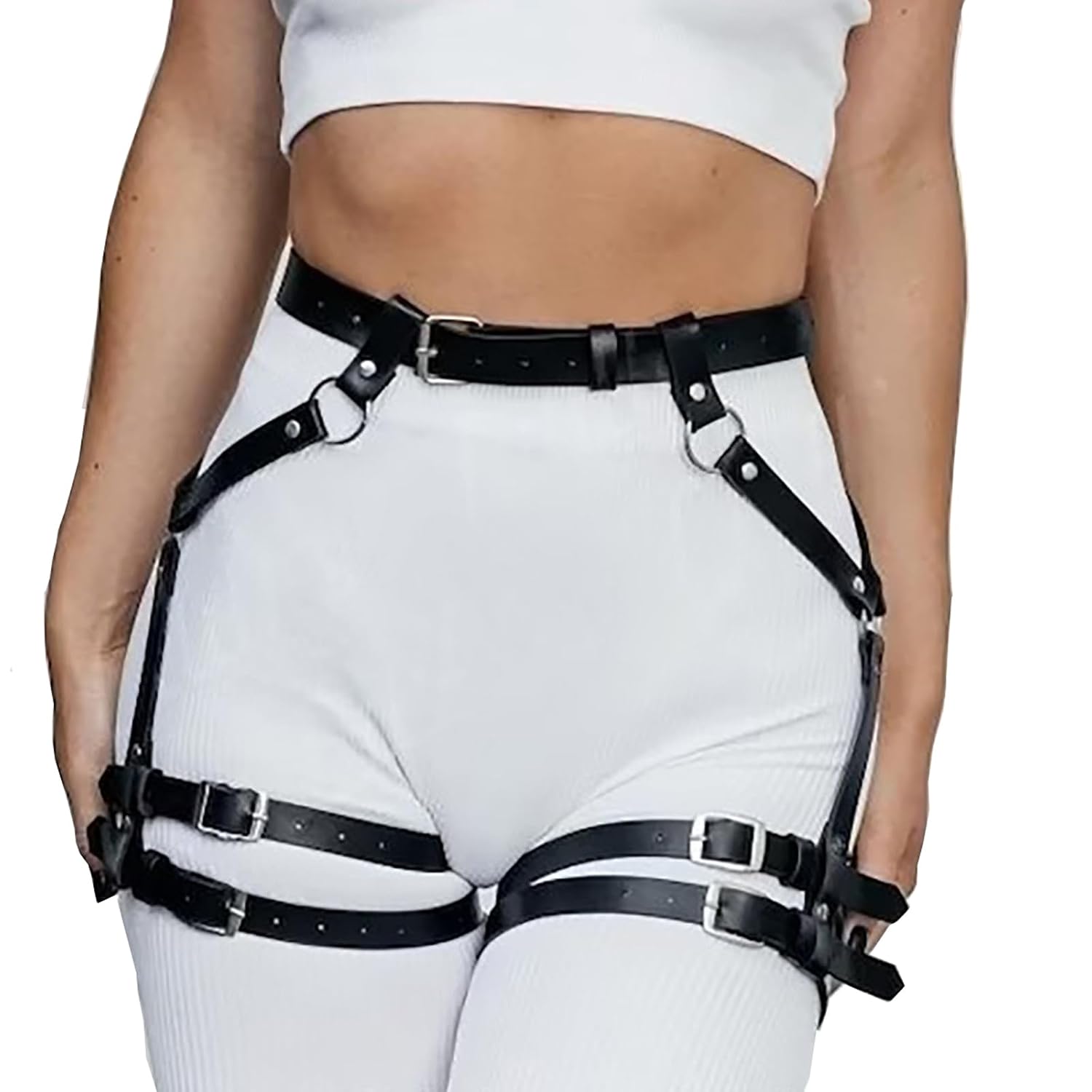 Punk Leather Thigh Harness and Waist Chain Belt