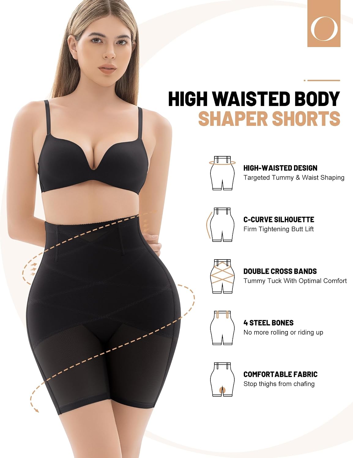 Ousmile High Waisted Tummy Control Shapewear Shorts — image 2