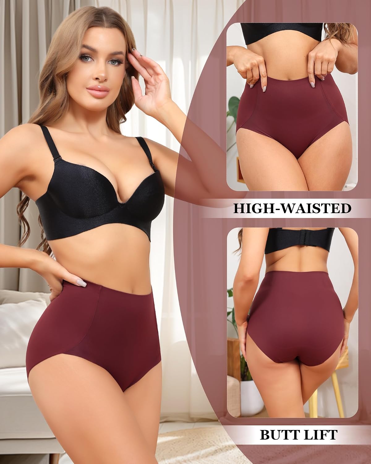 LEVAO High Waisted Tummy Control Seamless Panties 4 Pack — image 2