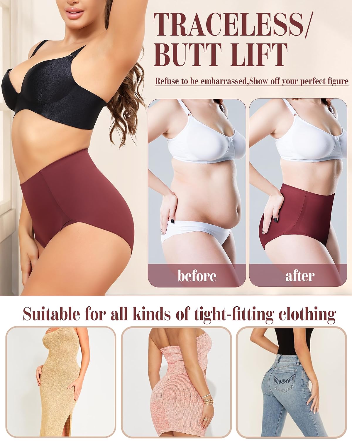 LEVAO High Waisted Tummy Control Seamless Panties 4 Pack — image 4