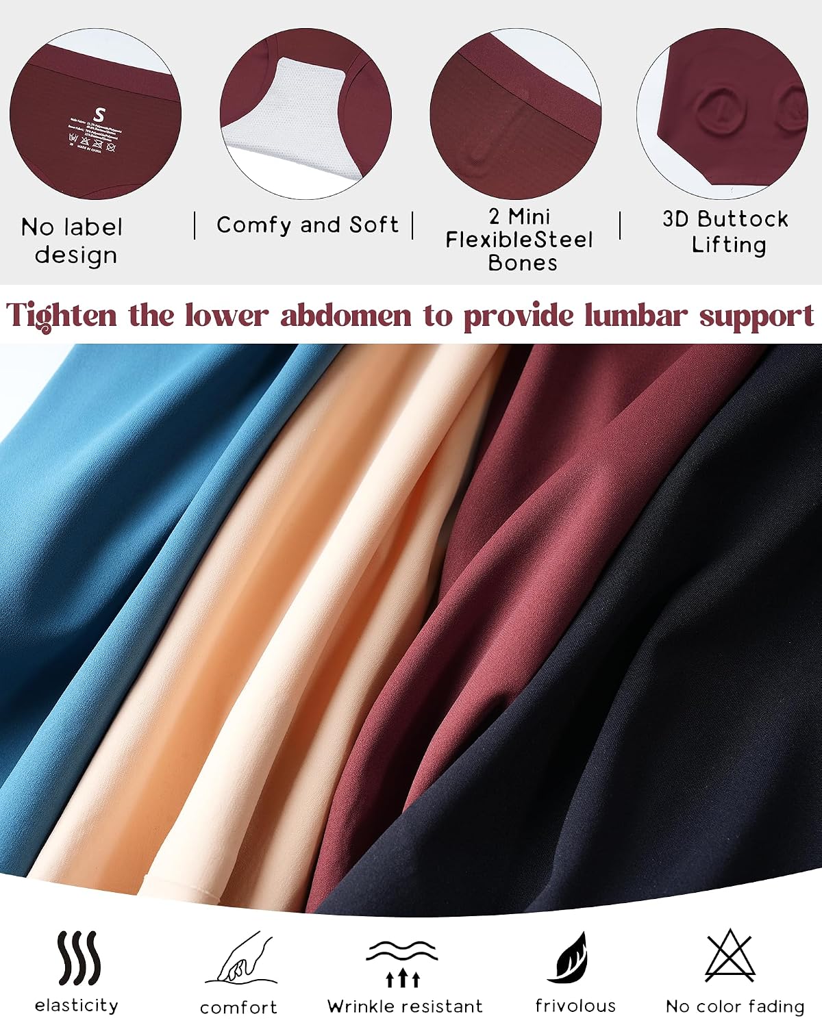 LEVAO High Waisted Tummy Control Seamless Panties 4 Pack — image 5