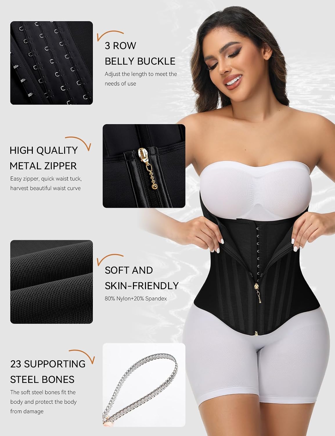 SHAPSHE Waist Trainer with Zipper and Hooks — image 6