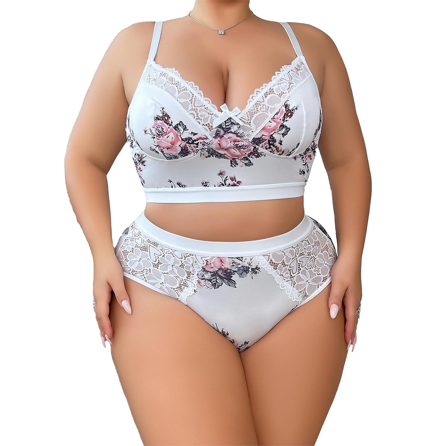 SecWpnConfy Plus Size Sheer Lace Lingerie Set