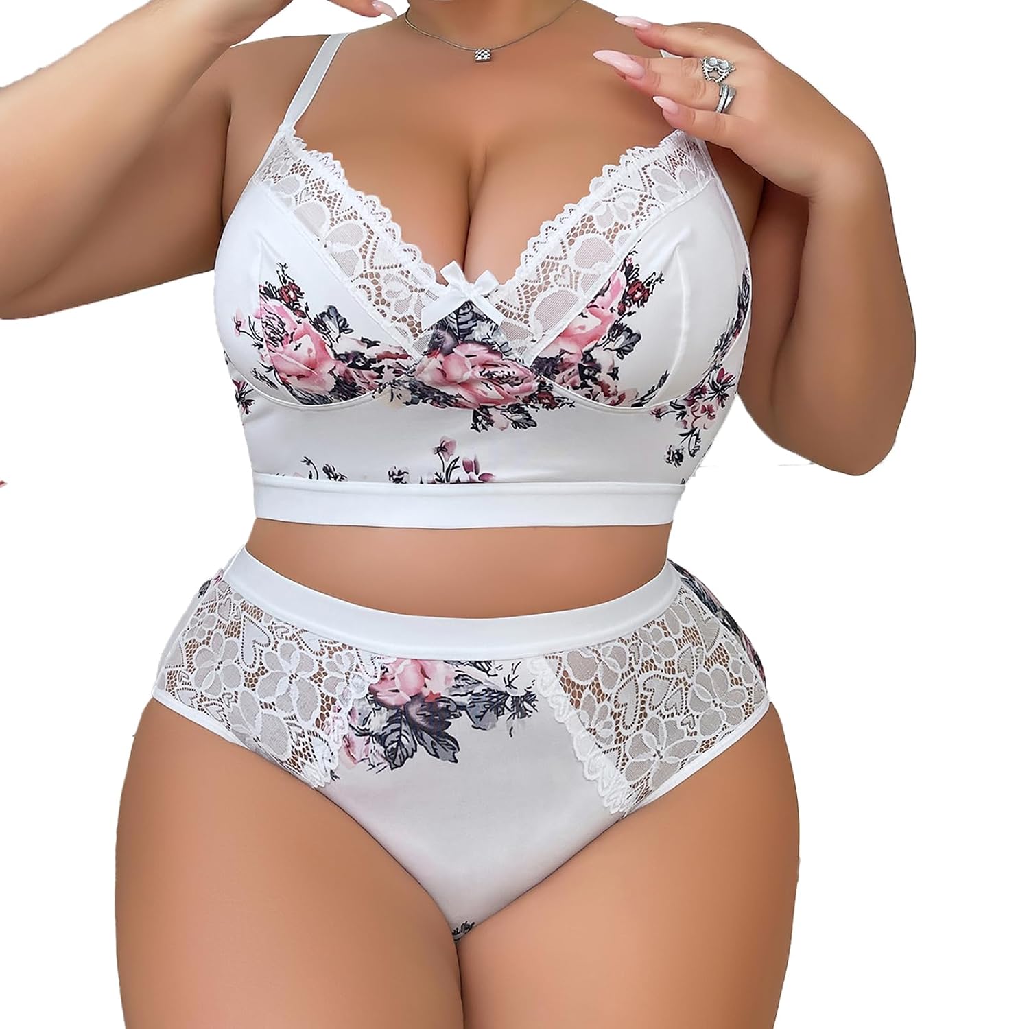 SecWpnConfy Plus Size Sheer Lace Lingerie Set — image 2