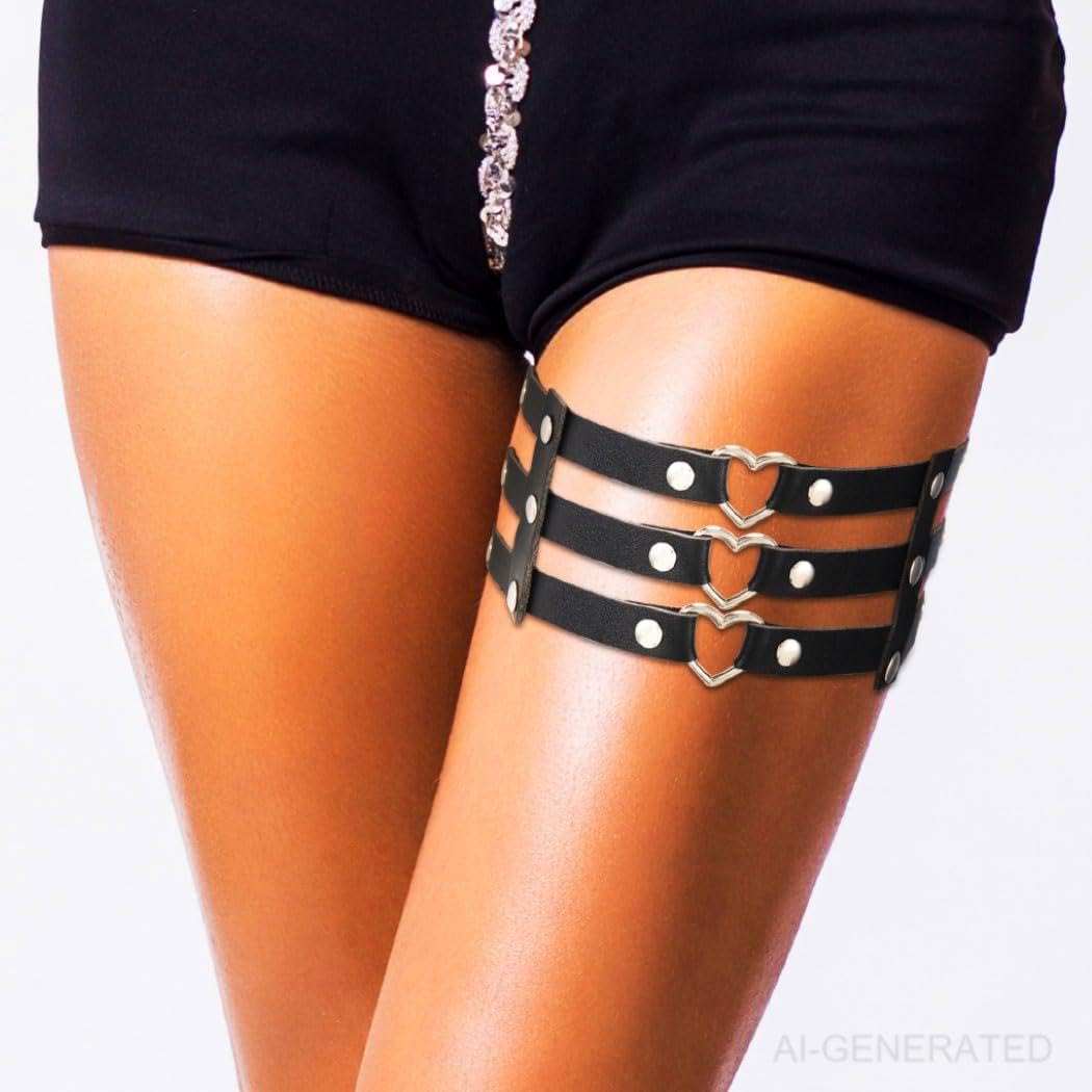 COSYDAYS Black Leather Thigh Harness Garter Set — image 2