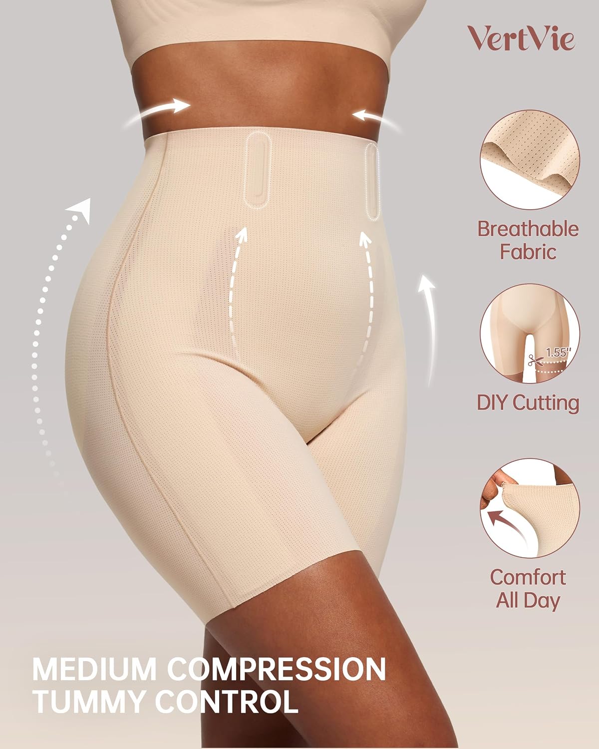 Vertvie High Waisted Tummy Control Shapewear Shorts — image 2