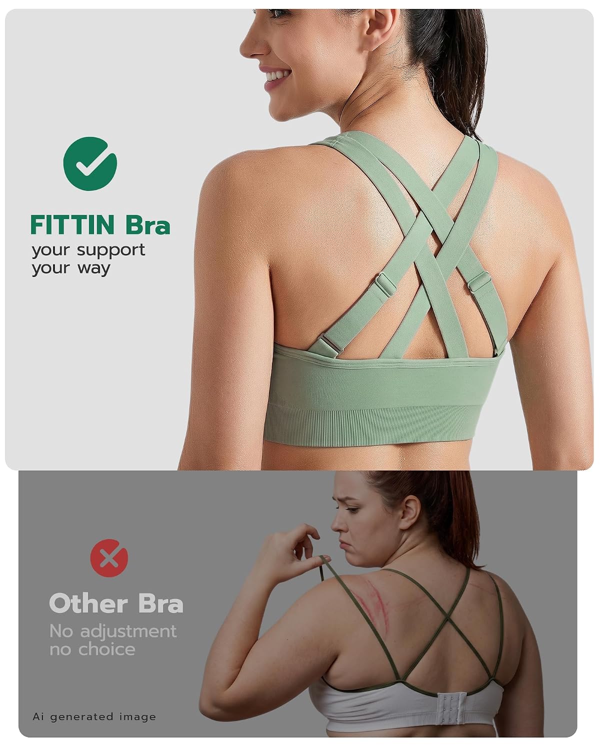 FITTIN Adjustable Full Coverage Sports Bra for Large Bust — image 2