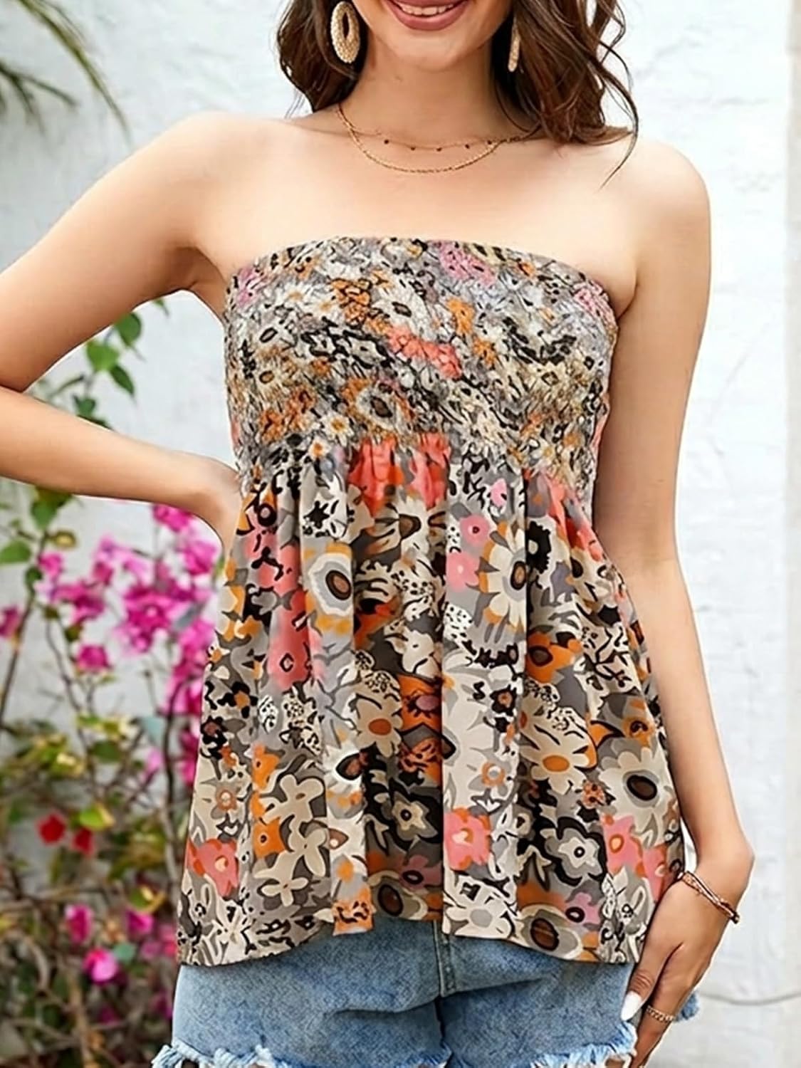 SZSMFZ Smocked Strapless Bandeau Tube Top — image 4