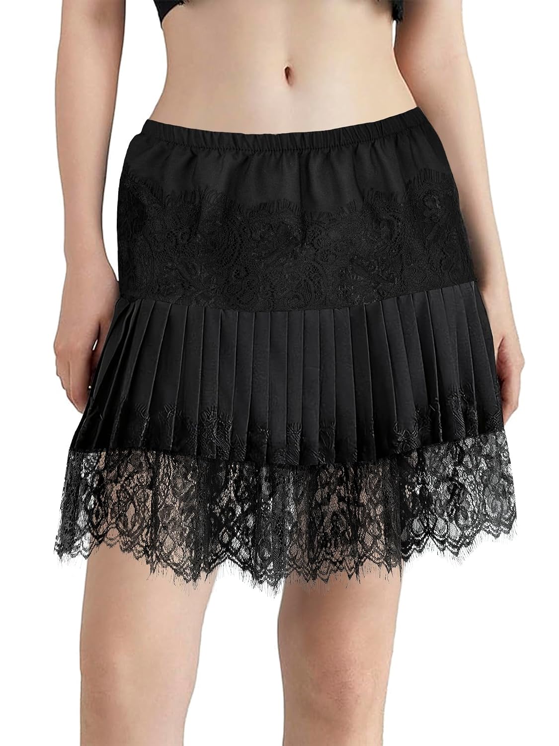 tagunop Mini Lace Slip Skirt for Women