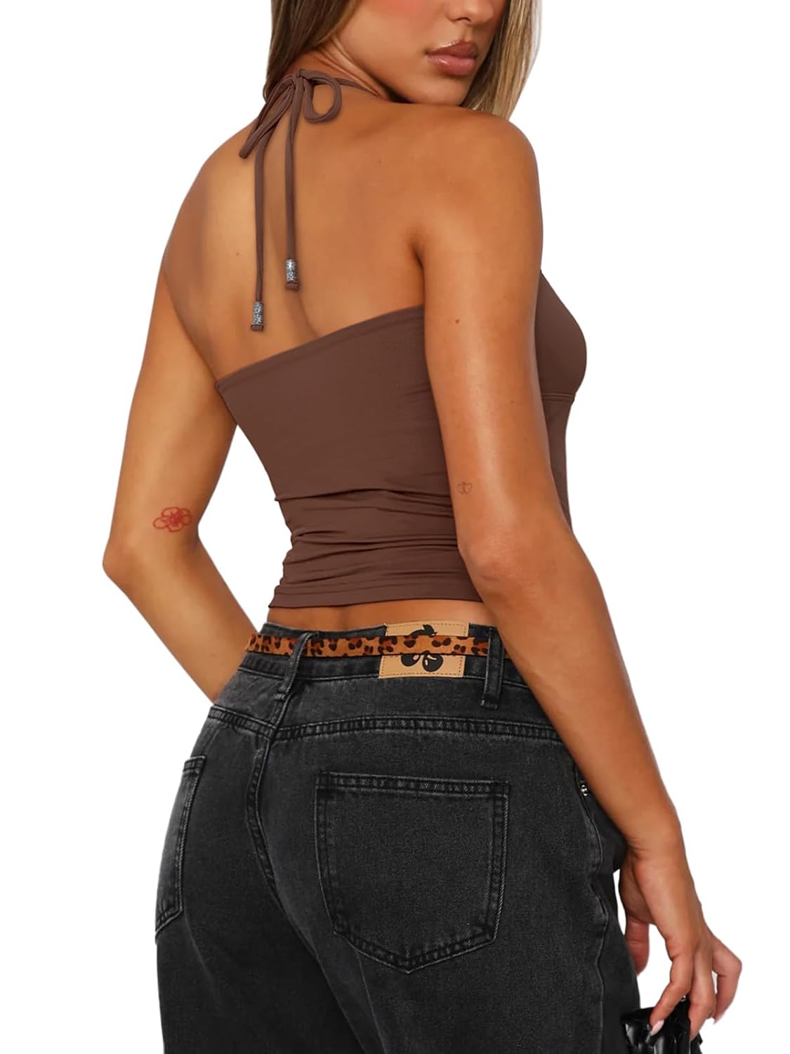 REORIA Women's Halter Backless Crop Top — image 2
