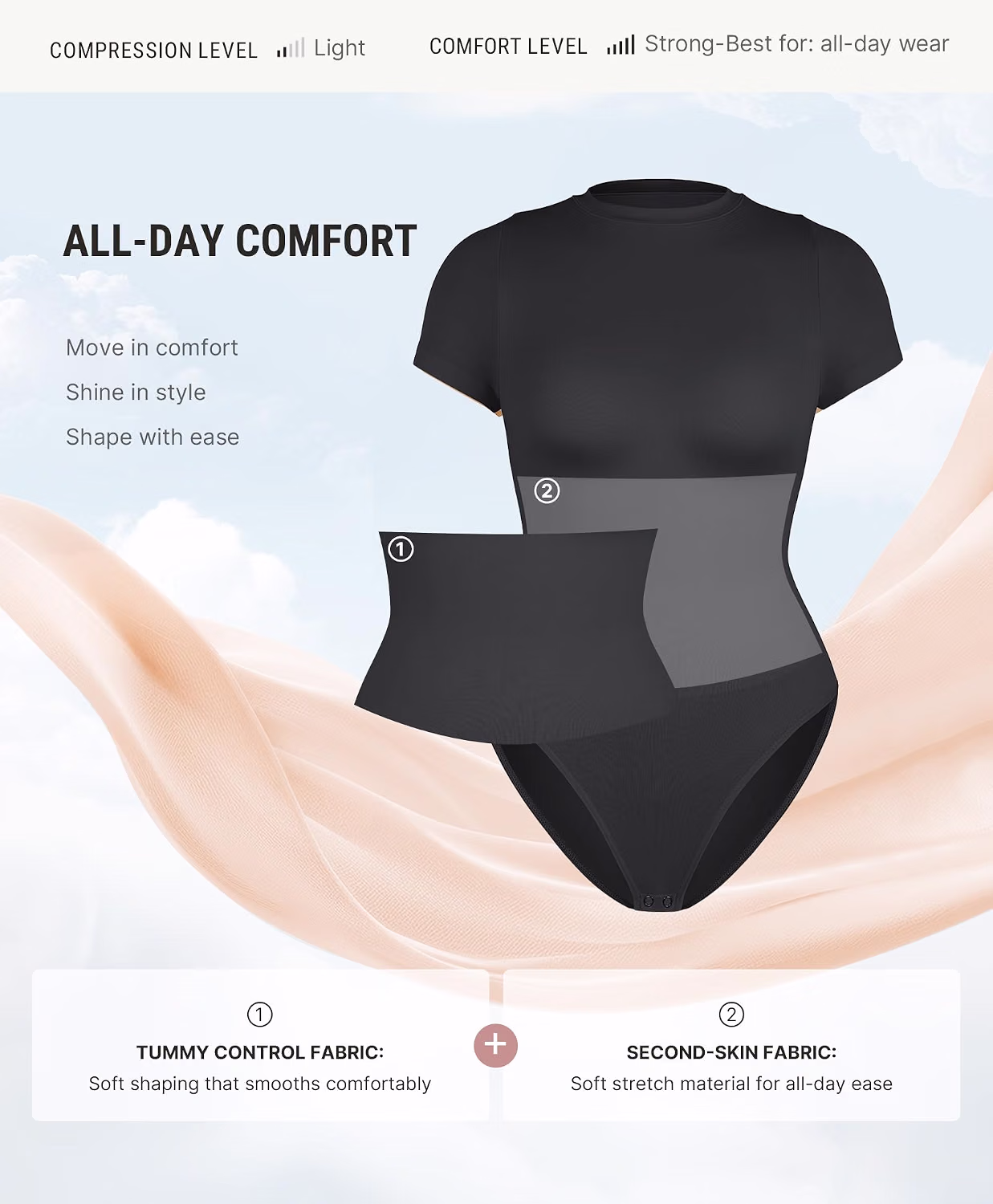 FeelinGirl Tummy Control Short Sleeve Shapewear Bodysuit — image 5