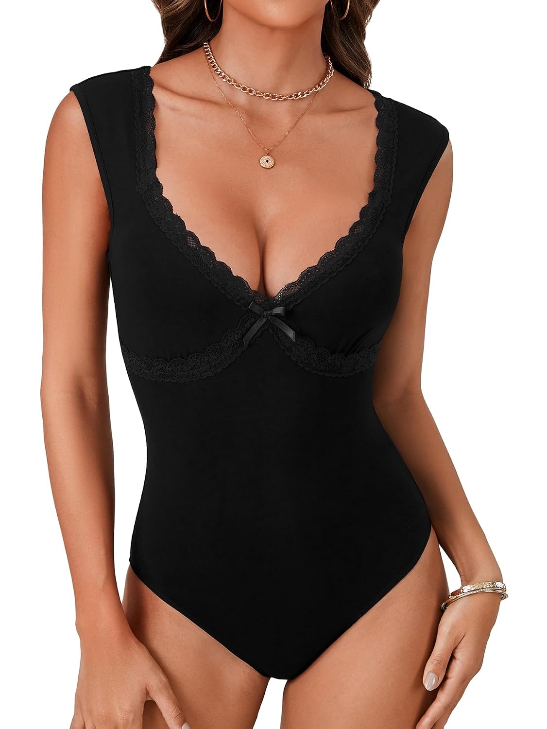KIFOVEN Lace Trim Tummy Control Bodysuit — image 2