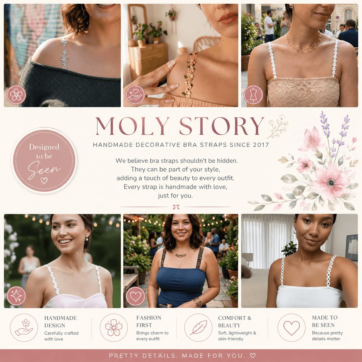 Moly Story Removable Floral Bra Straps — image 3