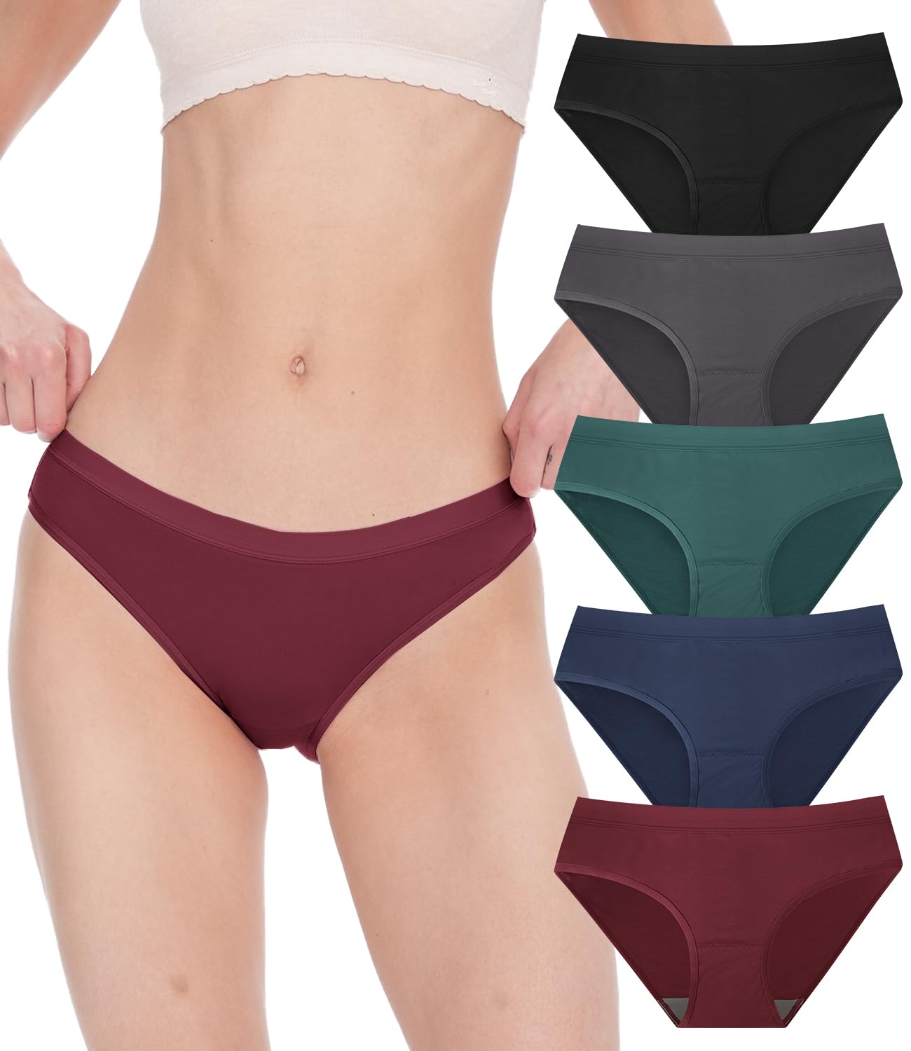 Bamboo Cool Women's 5-Pack Bikini Hipster Panties