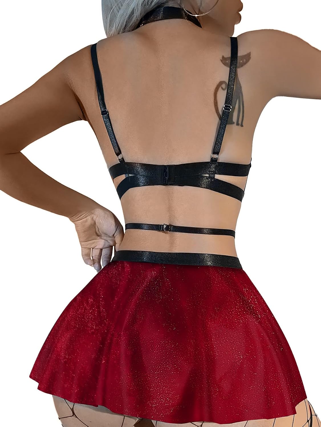 Lilosy 5-Piece Latex & Fishnet Lingerie Set — image 2