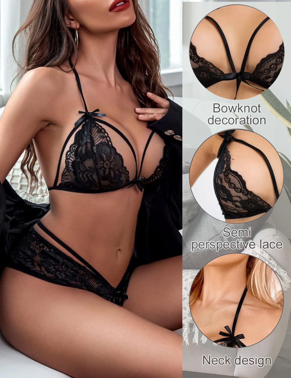 BIGFOX Sheer Floral Lace Bra and Panty Set — image 3
