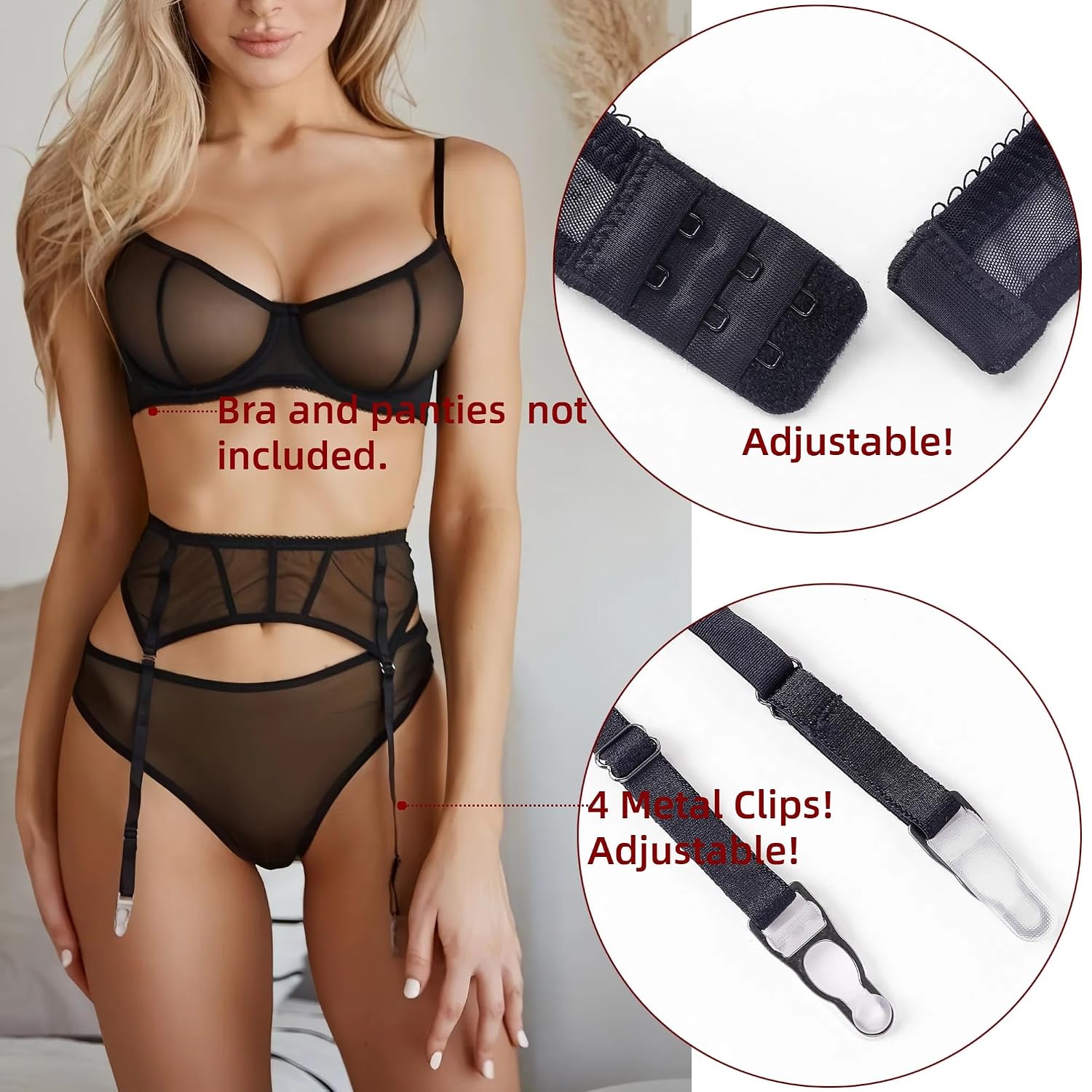 YANZIYAN Women's Sexy Garter Belt with Metal Clips — image 2