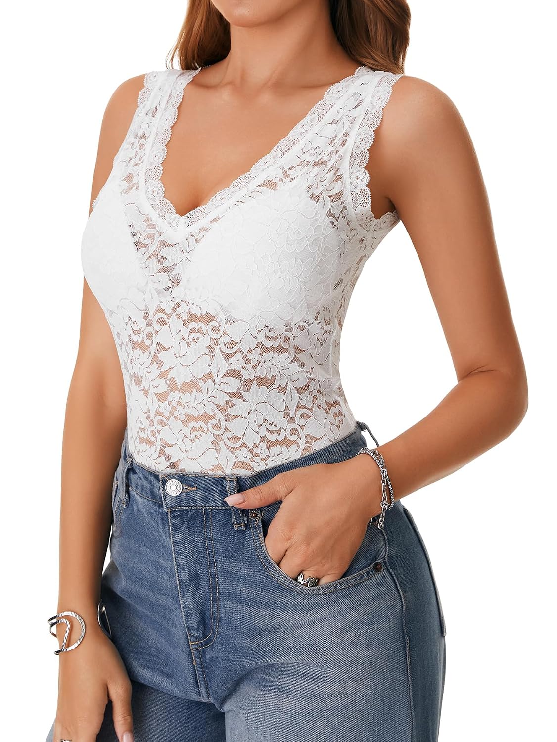 Rooscier Women's Floral Lace Tank Cami — image 3
