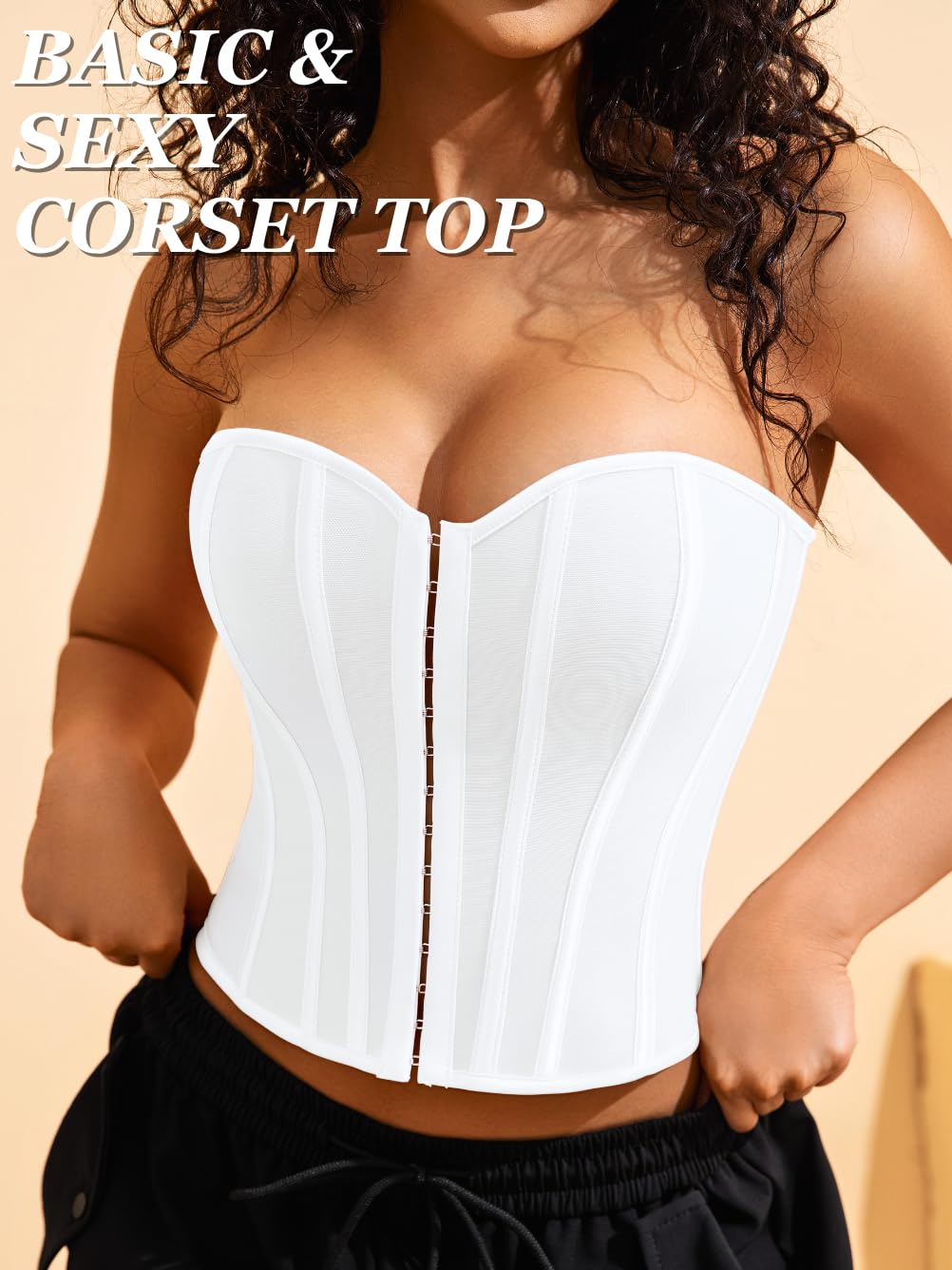 ChiaoLezhee Strapless Lace Up Corset Crop Top — image 2
