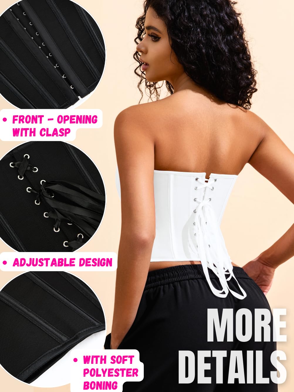 ChiaoLezhee Strapless Lace Up Corset Crop Top — image 3