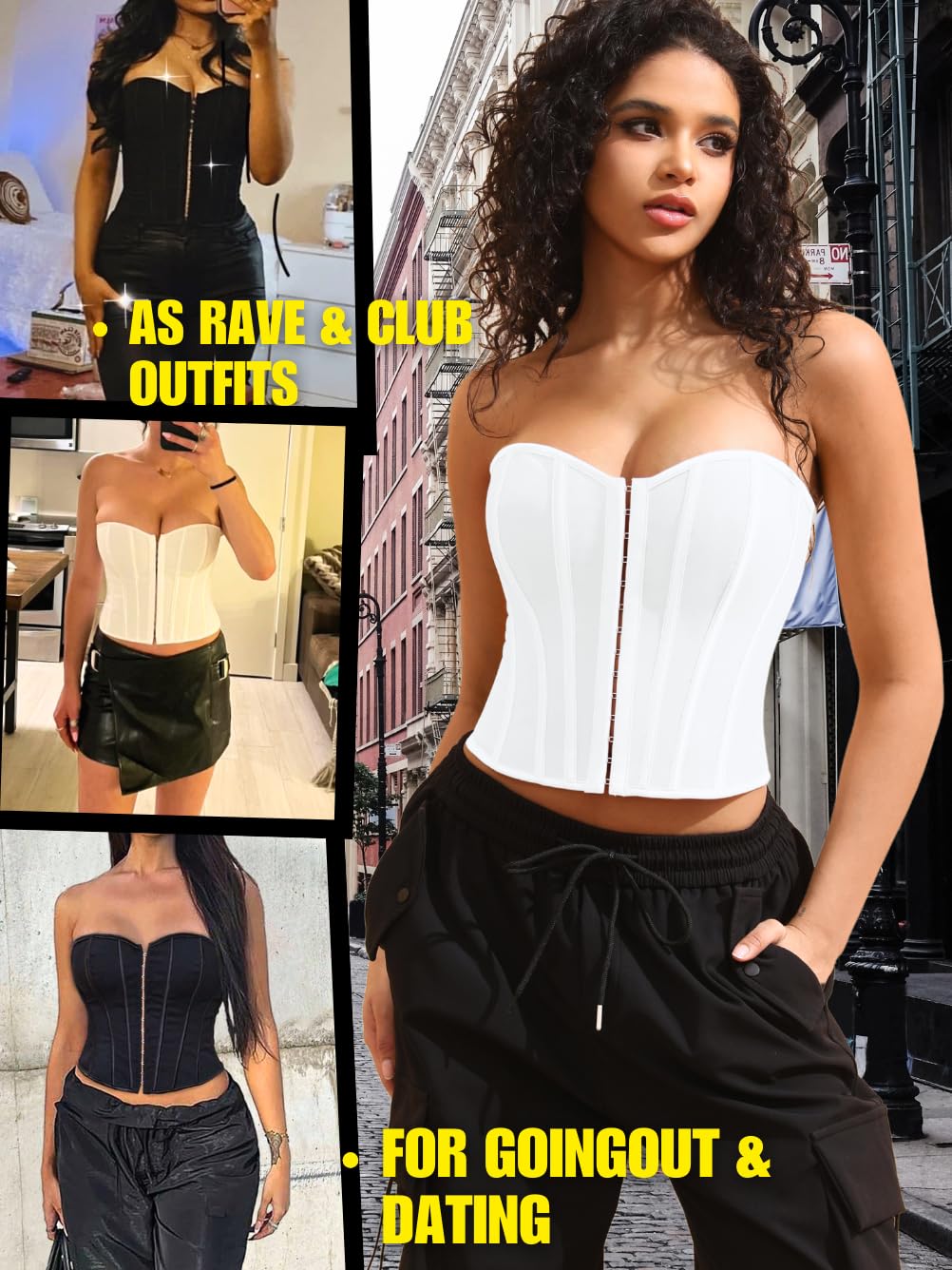 ChiaoLezhee Strapless Lace Up Corset Crop Top — image 5