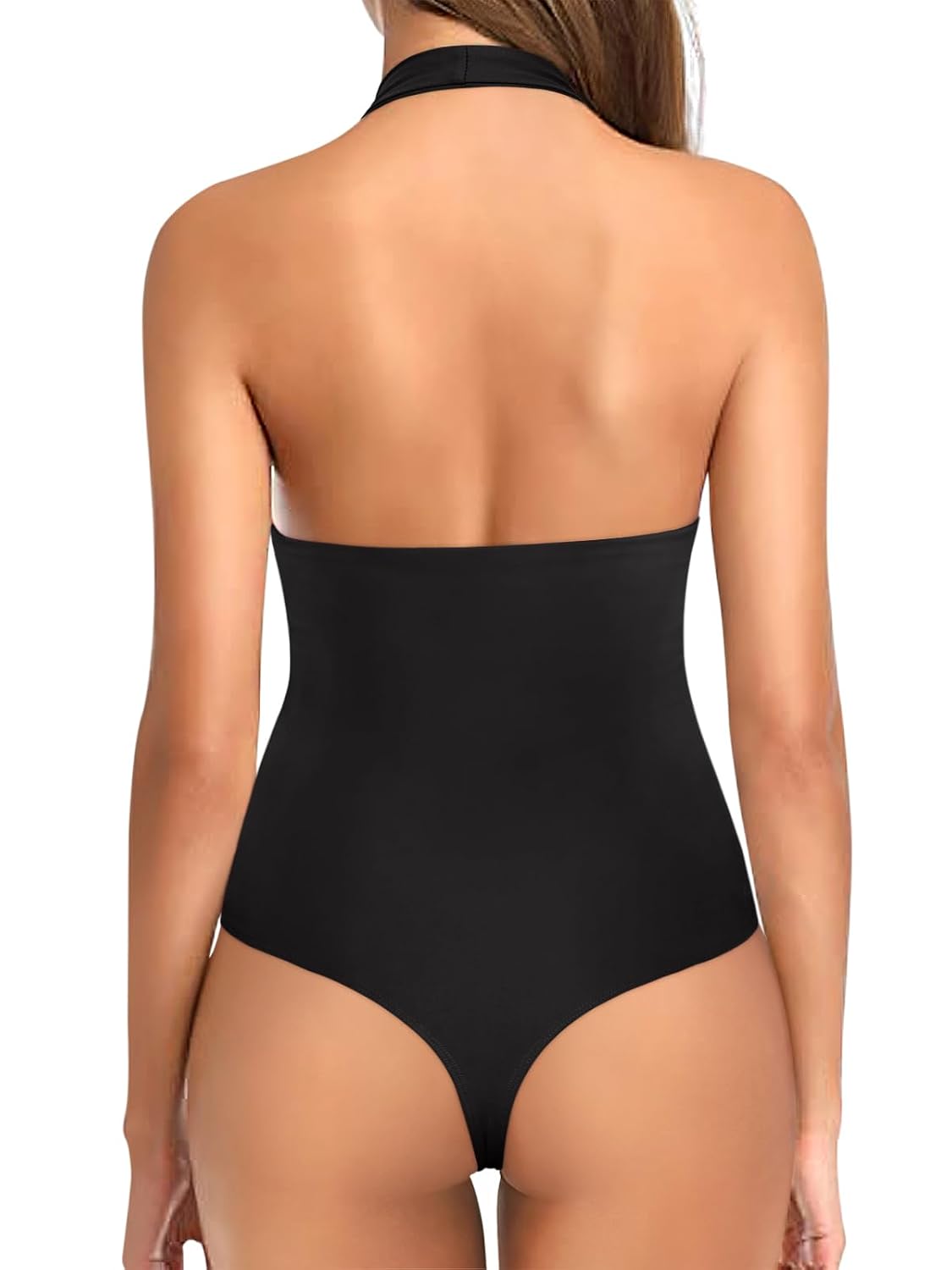 REORIA Women's Halter V-Neck Backless Bodysuit — image 4