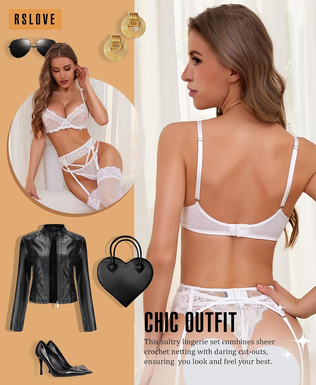 RSLOVE 3-Piece Lace Push Up Corset Set — image 5
