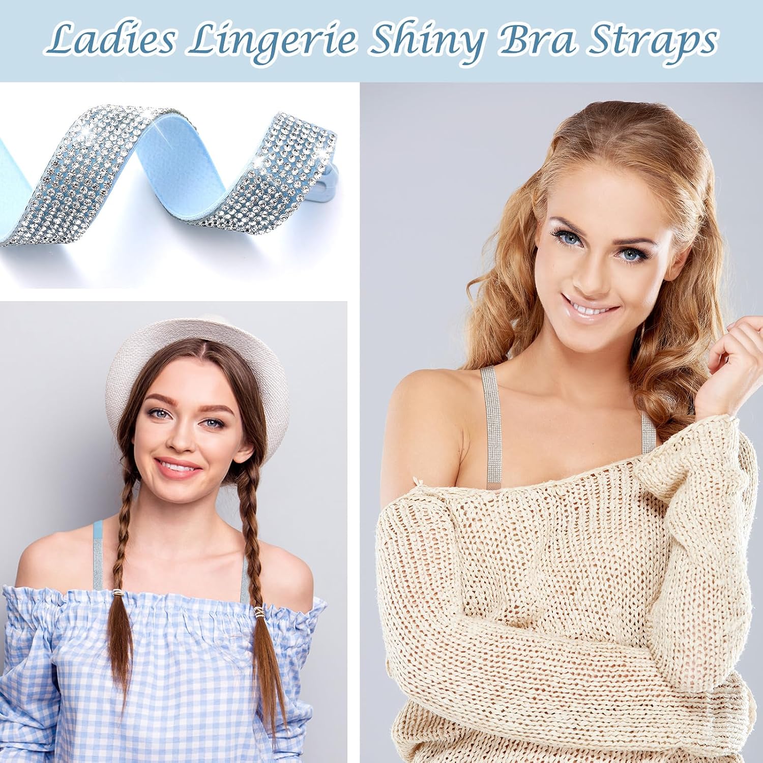 Shyyween Glitter Rhinestone Non-Slip Bra Straps — image 5