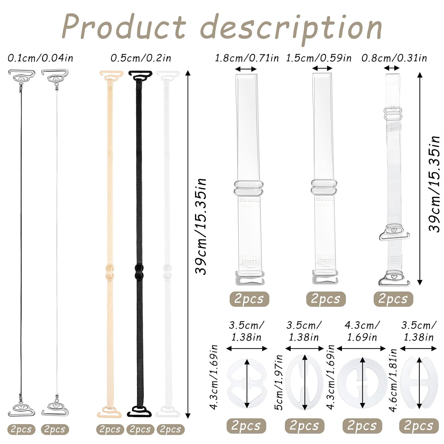 Tyqour Clear Invisible Bra Straps Replacement Set — image 2