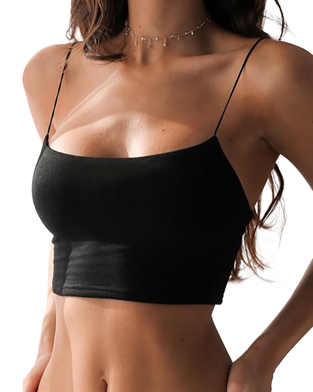 Abasona Women's Spaghetti Strap Cami Crop Top