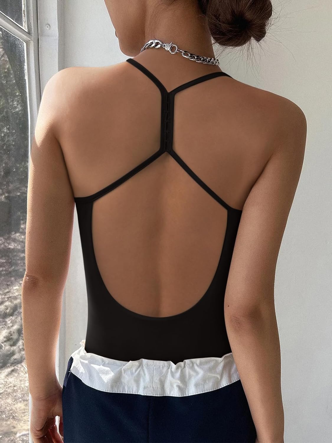 REORIA Women's Scoop Neck Backless Bodysuit — image 3
