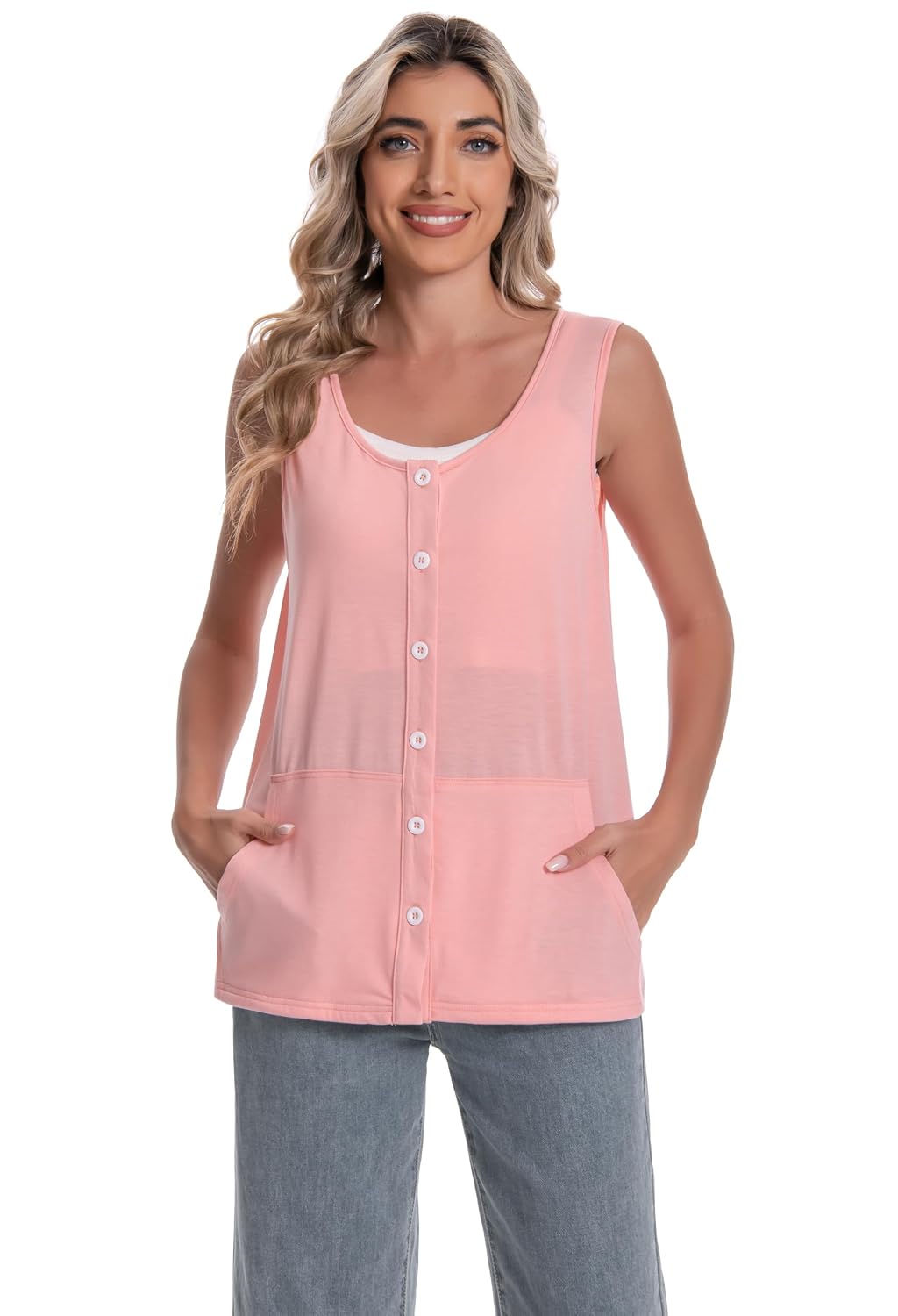 Meuponc Mastectomy Tank with Drain Pockets — image 2