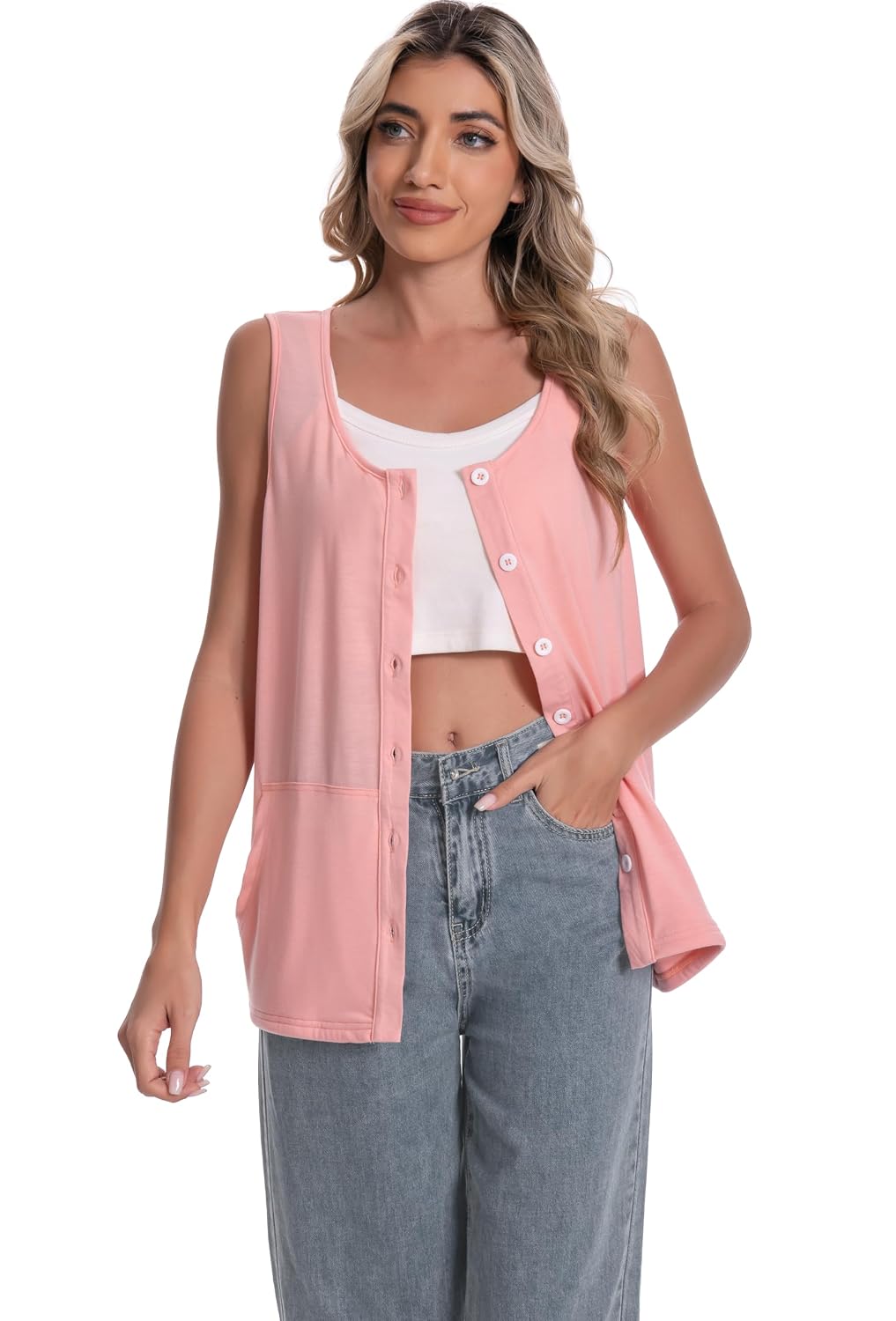 Meuponc Mastectomy Tank with Drain Pockets — image 3