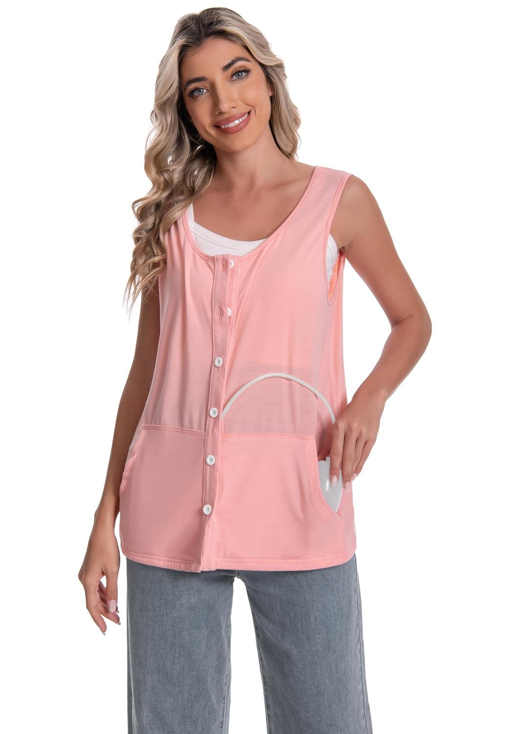 Meuponc Mastectomy Tank with Drain Pockets — image 6