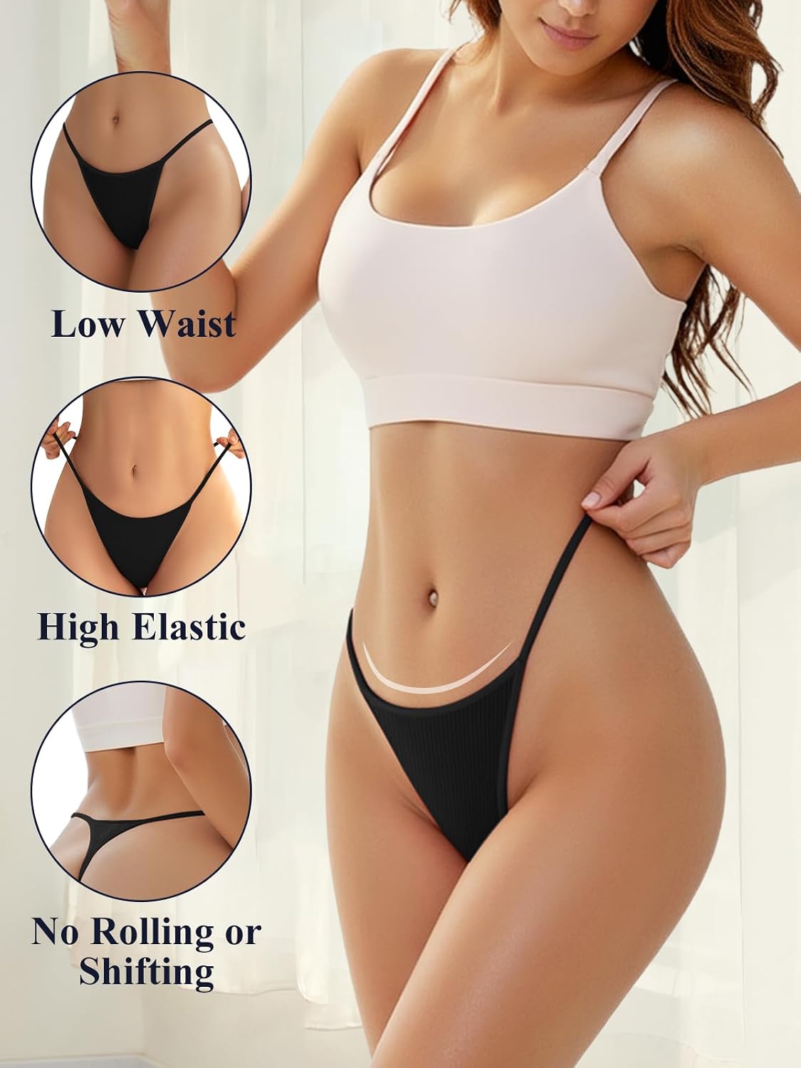 PNQUNZ 6-Pack Cotton Low Rise G-String Thongs — image 3