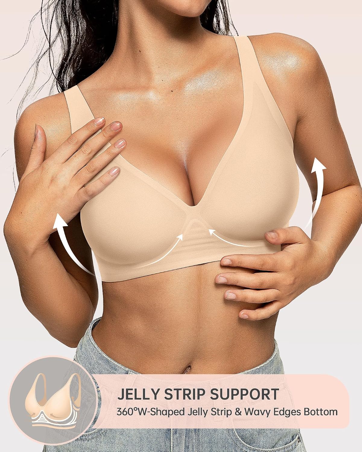 OEAK Women's Jelly Wireless Deep V Bralette — image 2