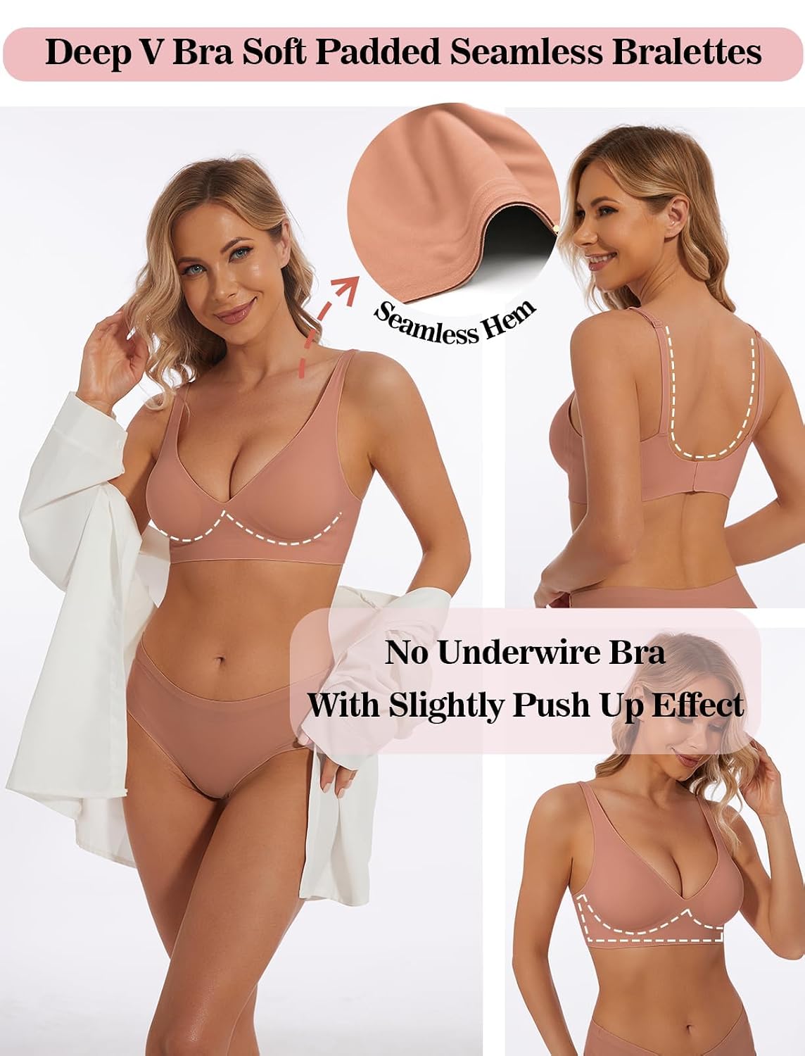 BOUFOR Deep V Wireless Push Up Bralette — image 4