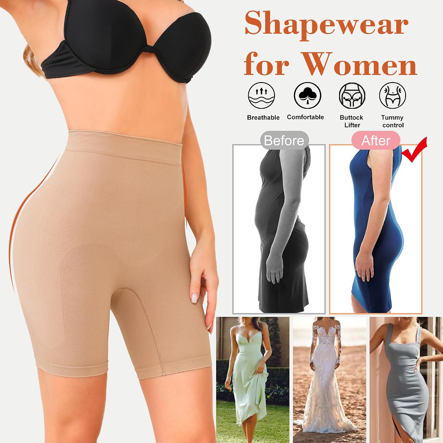 HOMETA High Waisted Thigh Slimming Shapewear Shorts — image 5