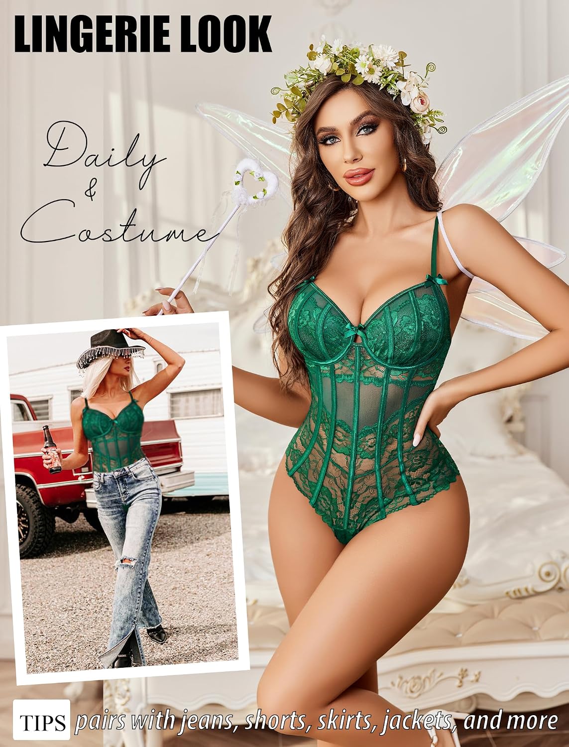 Avidlove Sexy Lace V-Neck Bodysuit — image 4