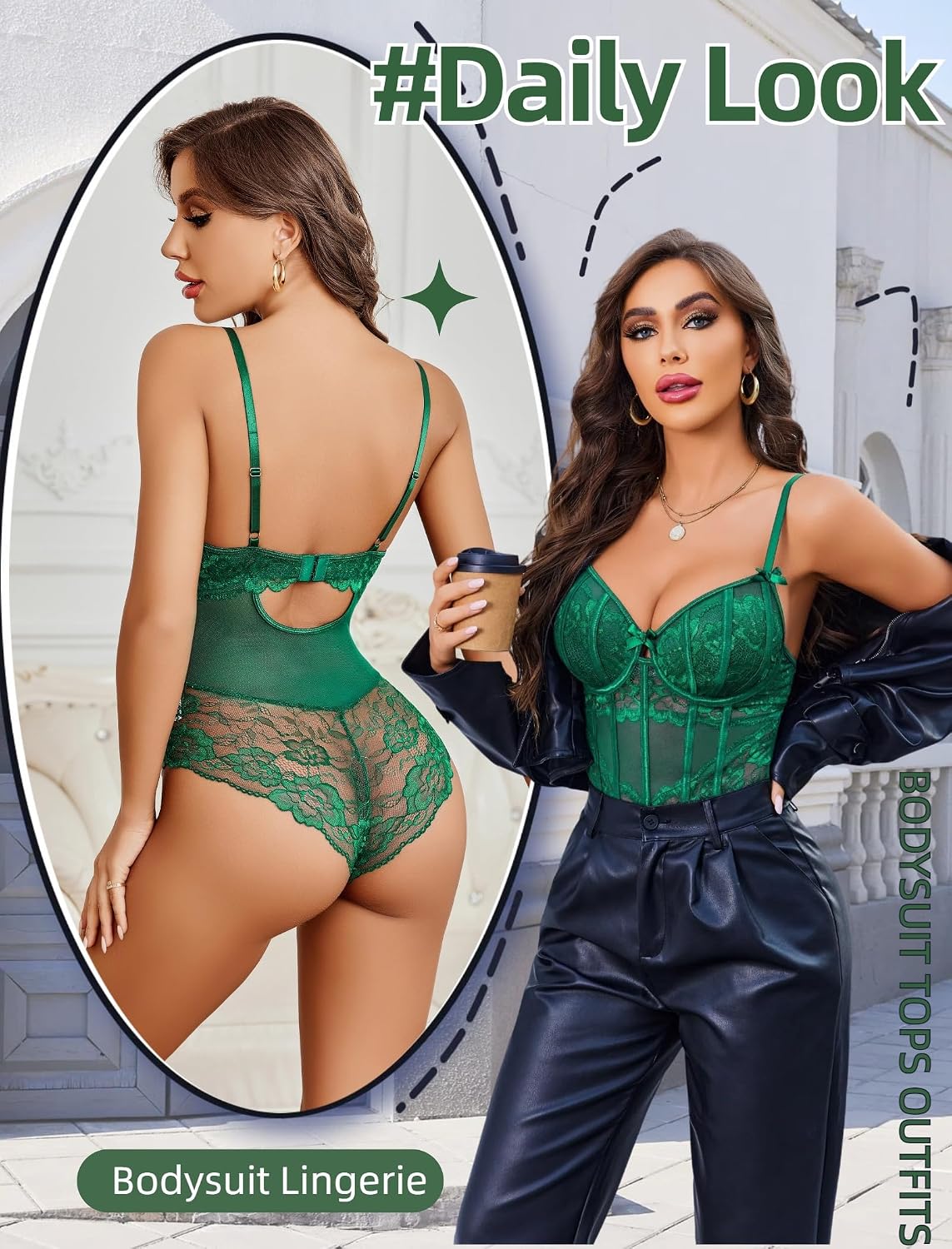 Avidlove Sexy Lace V-Neck Bodysuit — image 5