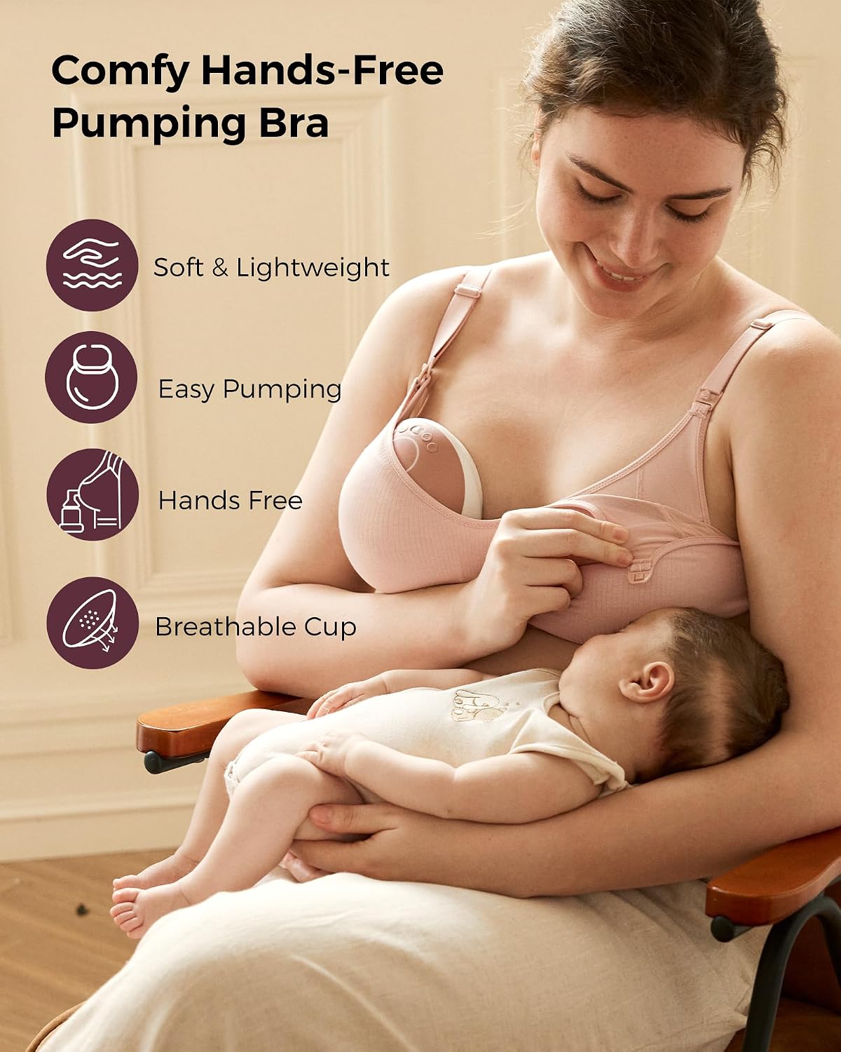 Momcozy Tencel pumping bra, fabric and opening view
