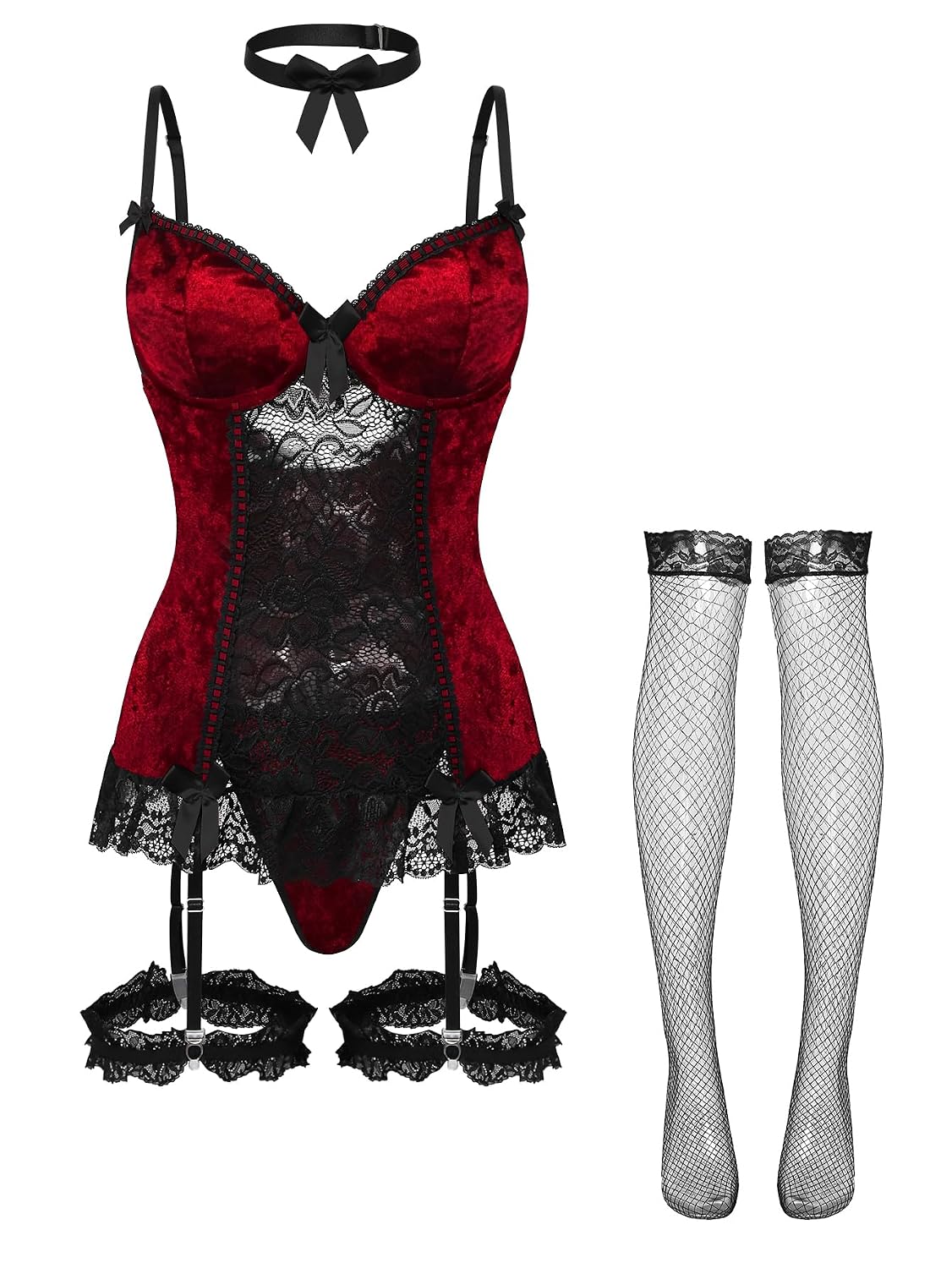 Lilosy Velvet Push Up Corset Teddy Set — image 5