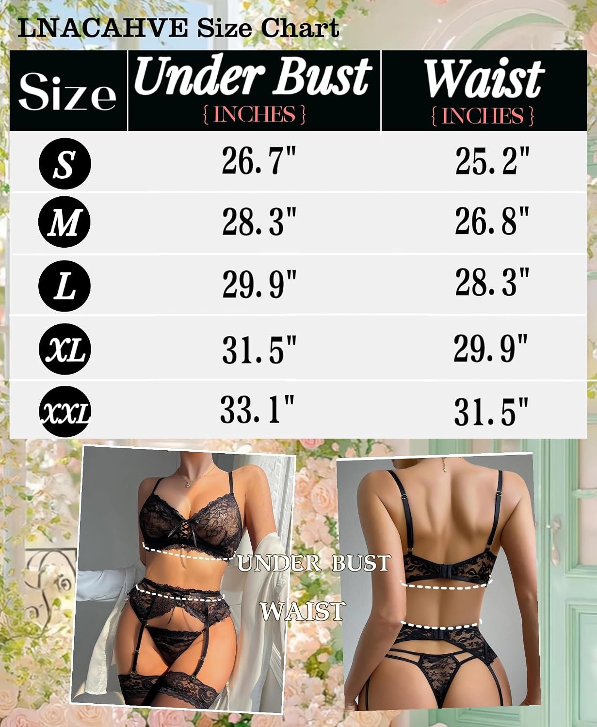 LNACAHVE Lingerie Set with Garter Belt and Stockings — image 6