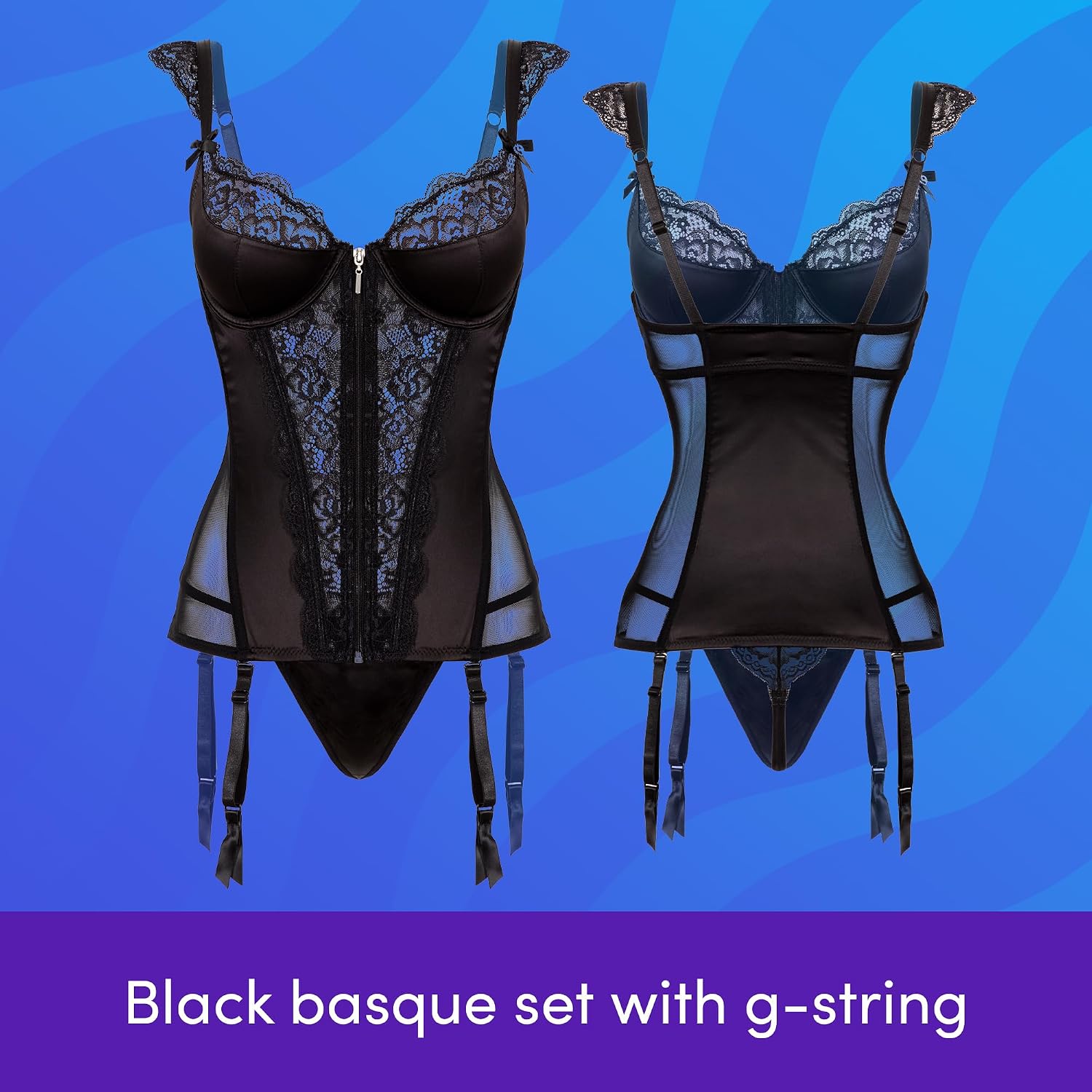 Lovehoney Satin Push Up Basque Lingerie Set Plus — image 2