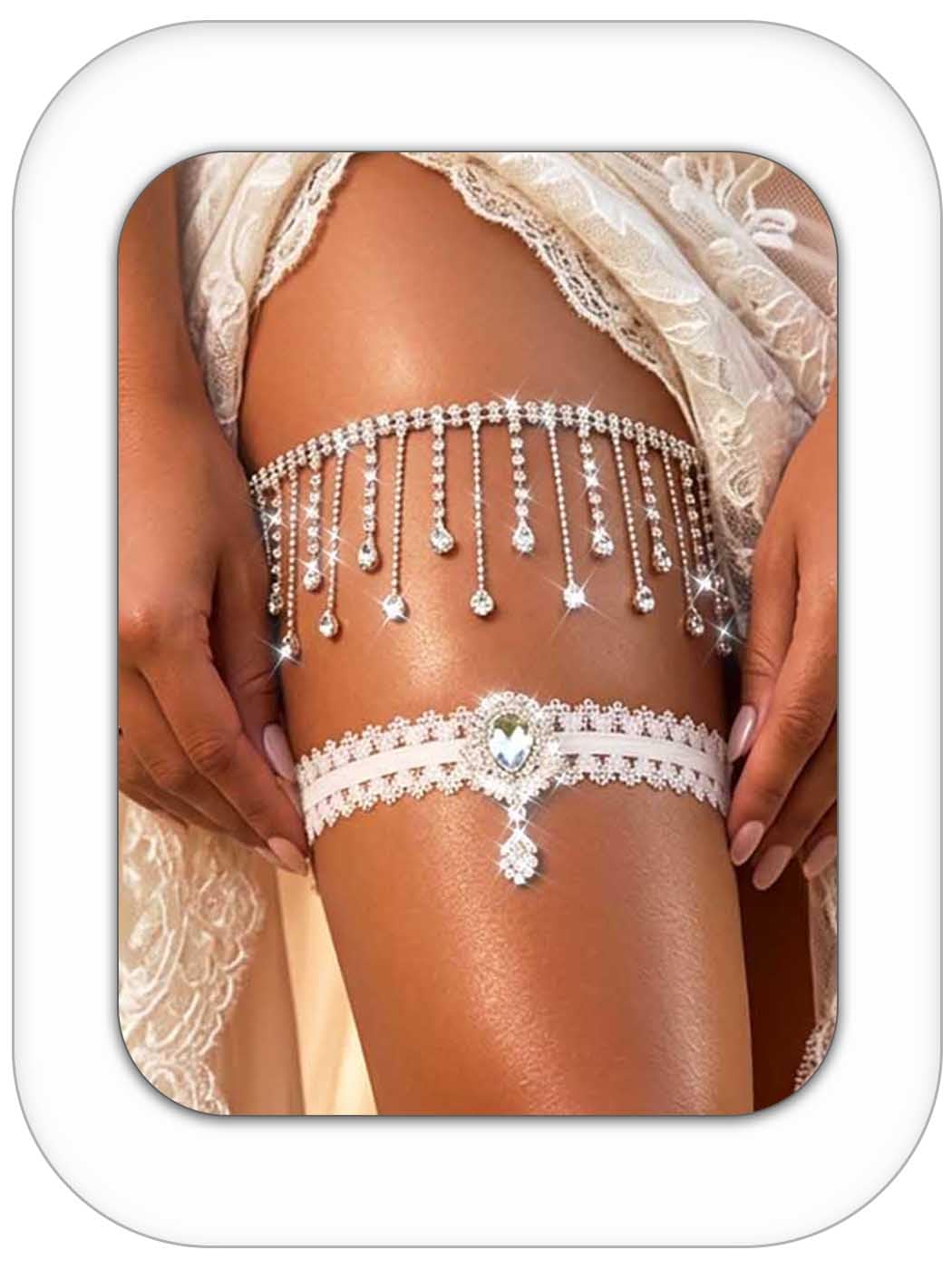 Campsis Rhinestone Bridal Garter Set