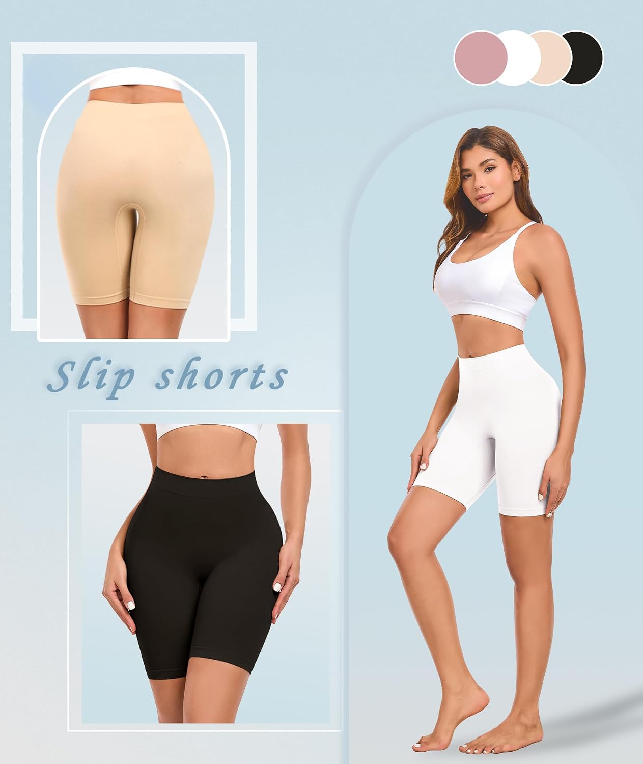 Okimay 4-Pack Seamless Anti Chafing Slip Shorts — image 5