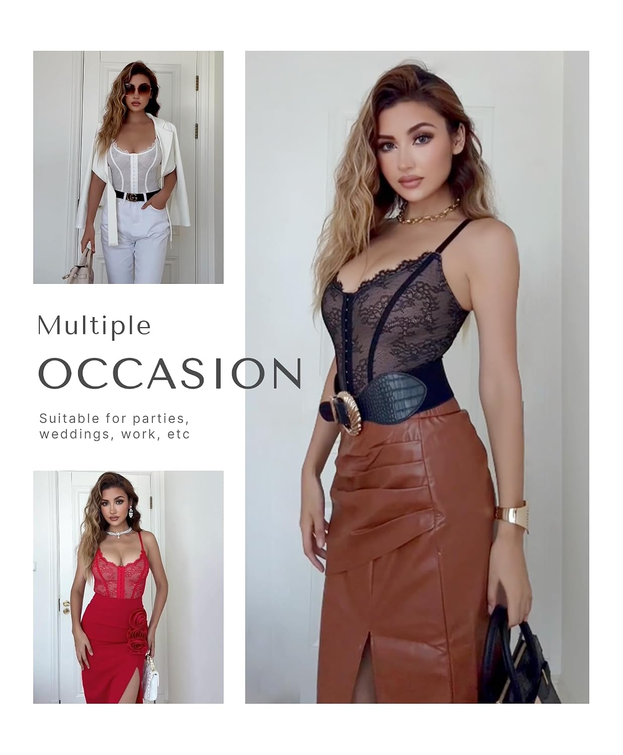 SHAPELLX Lace Tummy Control Bodysuit