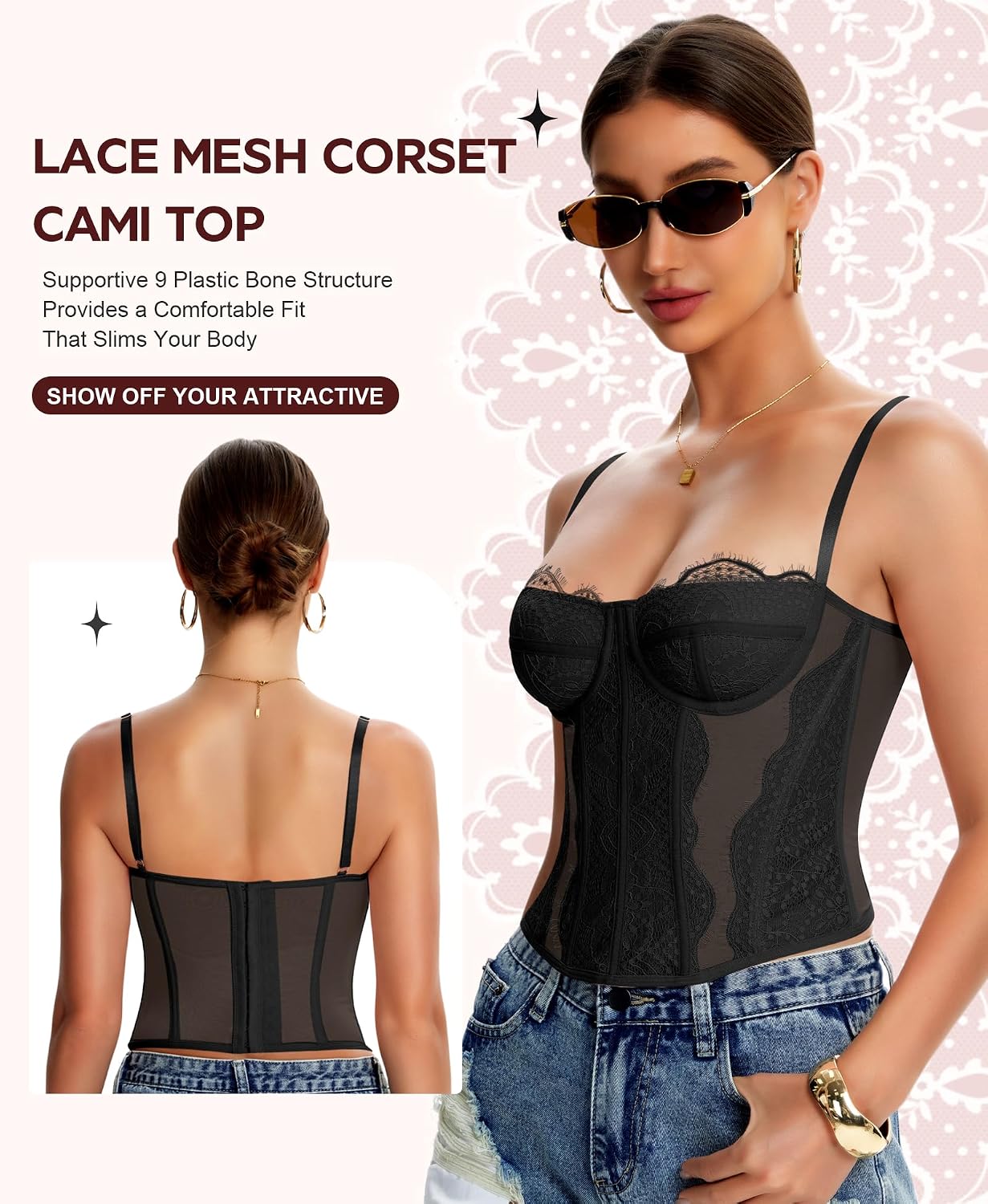 Werkiss Lace Corset Bustier Top for Women — image 3